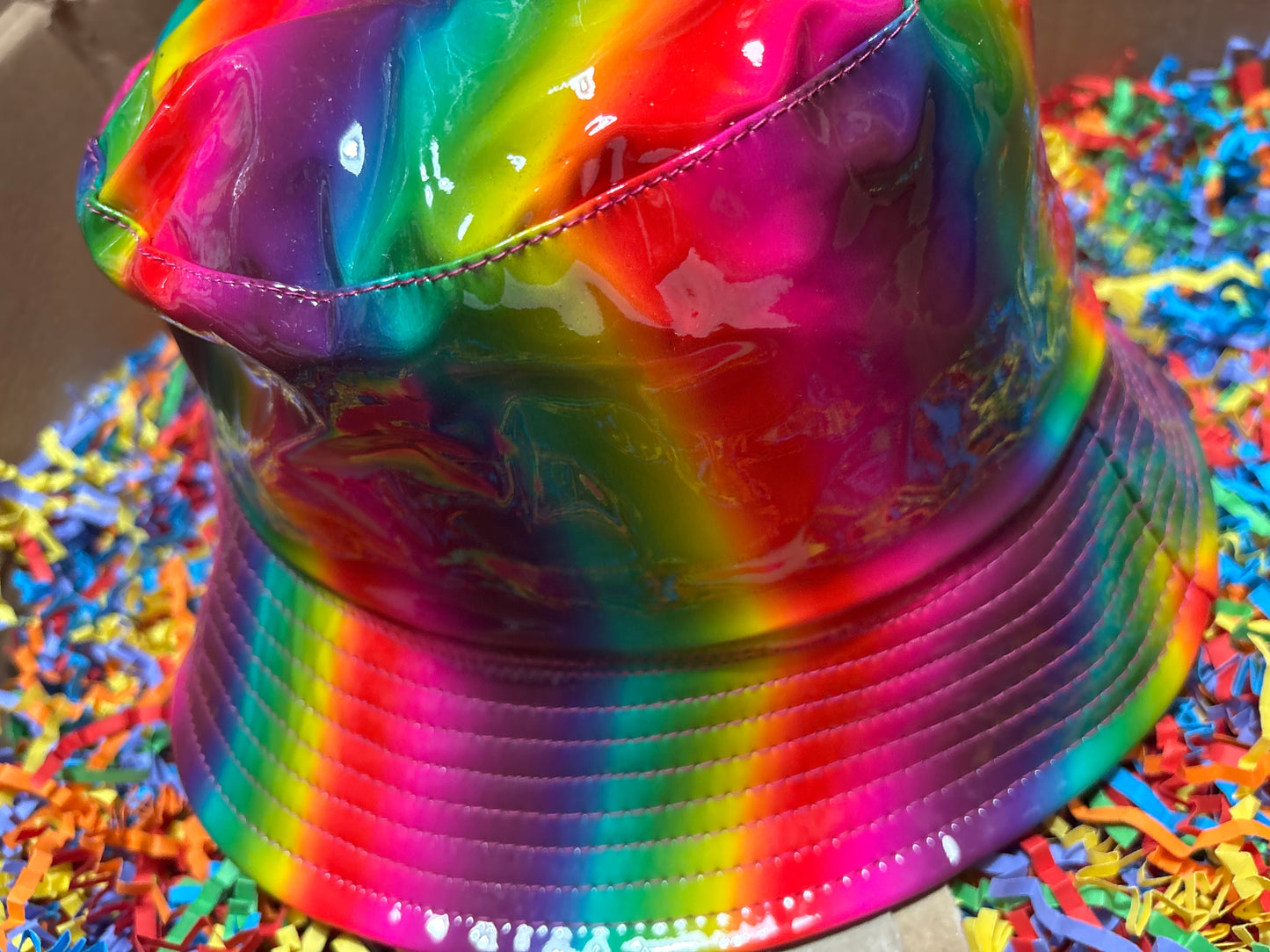 Rainbow Holographic PVC Sun shite shirt Bucket Hat
