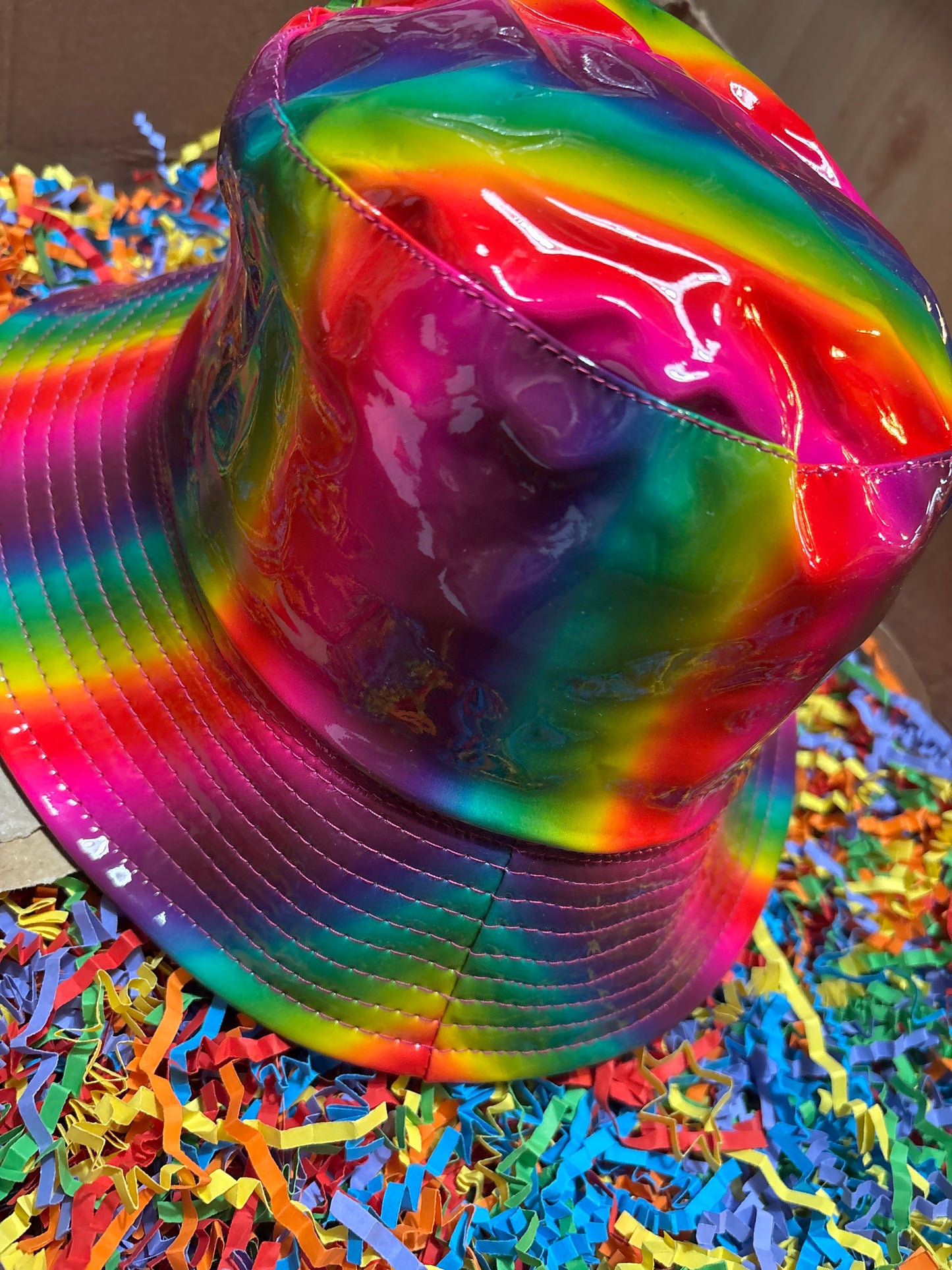 Rainbow Holographic PVC Sun shite shirt Bucket Hat