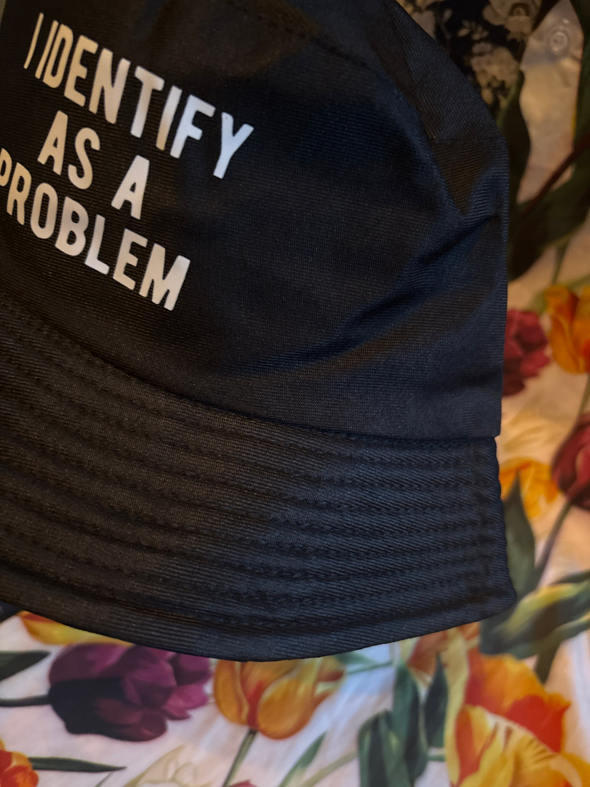 I identify as a problem shit retro Bucket Hat