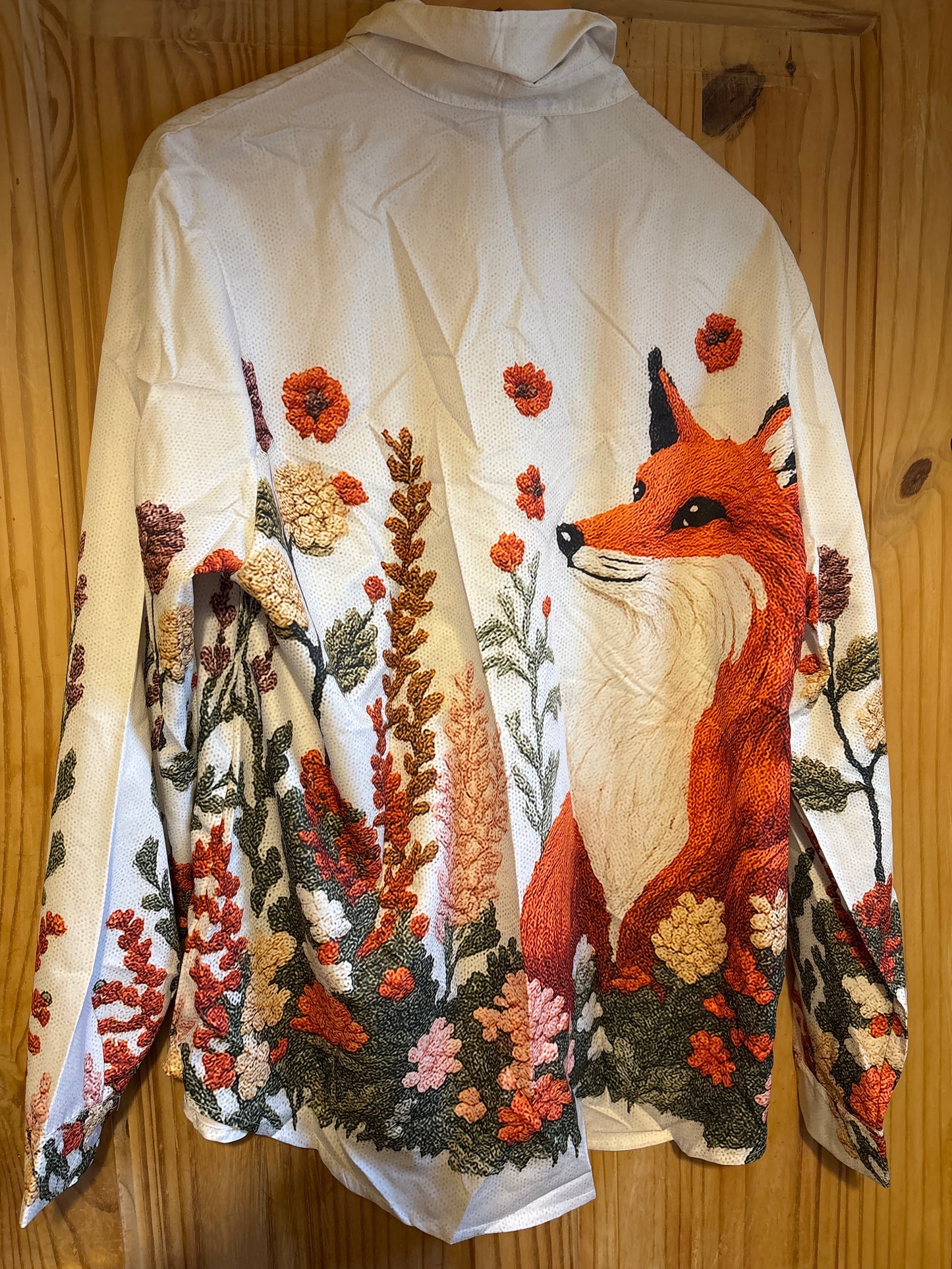 The crochet 3D Fox shite Hawaiian Shirt