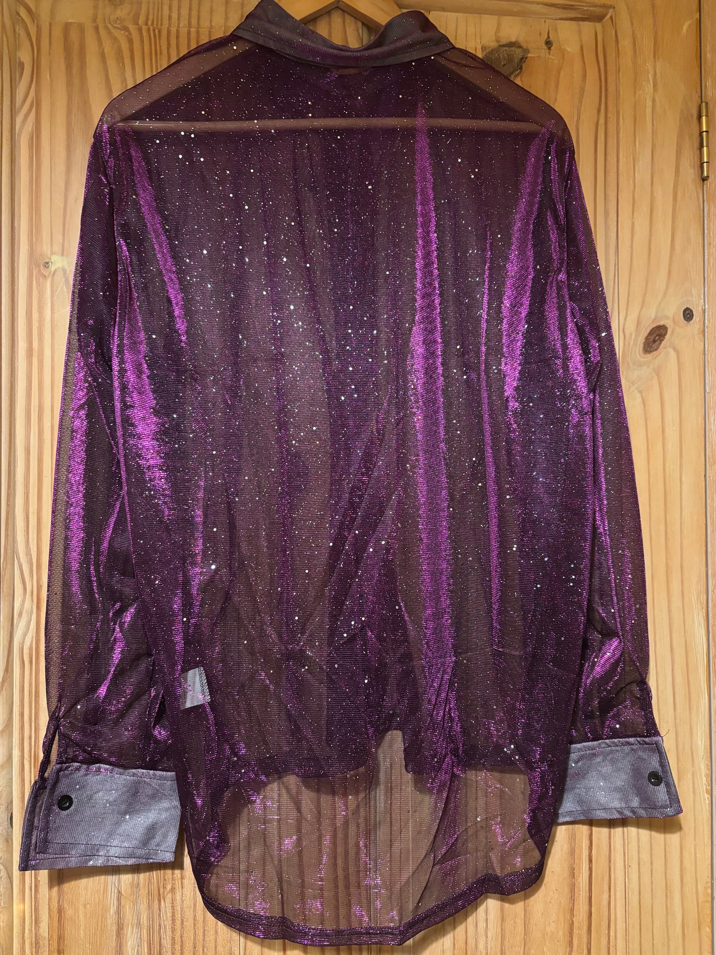 Purple party sequin see through shite original party Shirt
