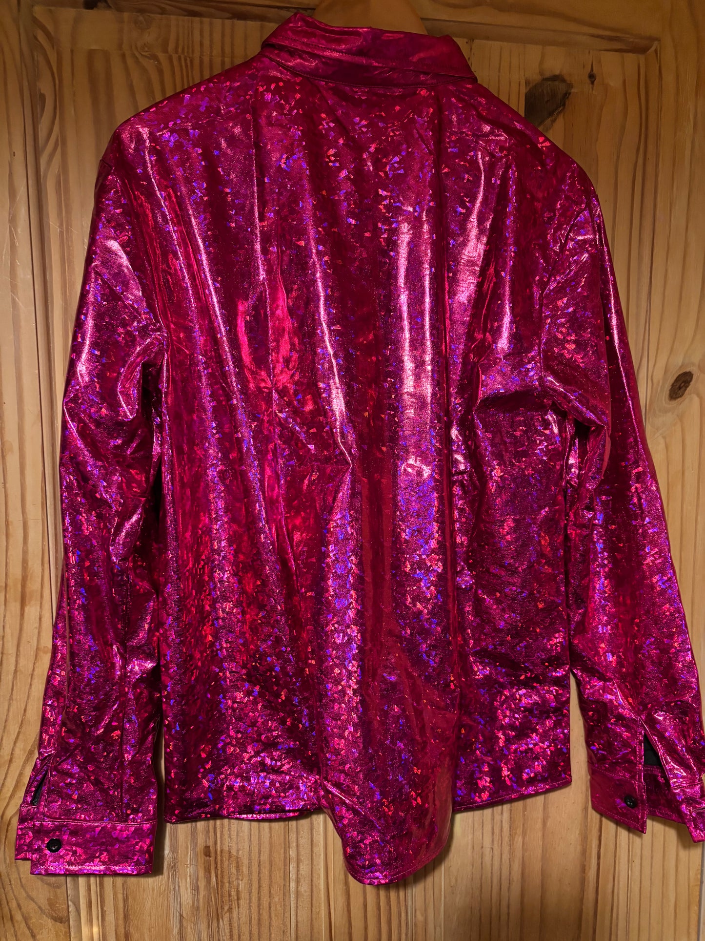 The pink bomber pvc shiny shite original party Shirt medium