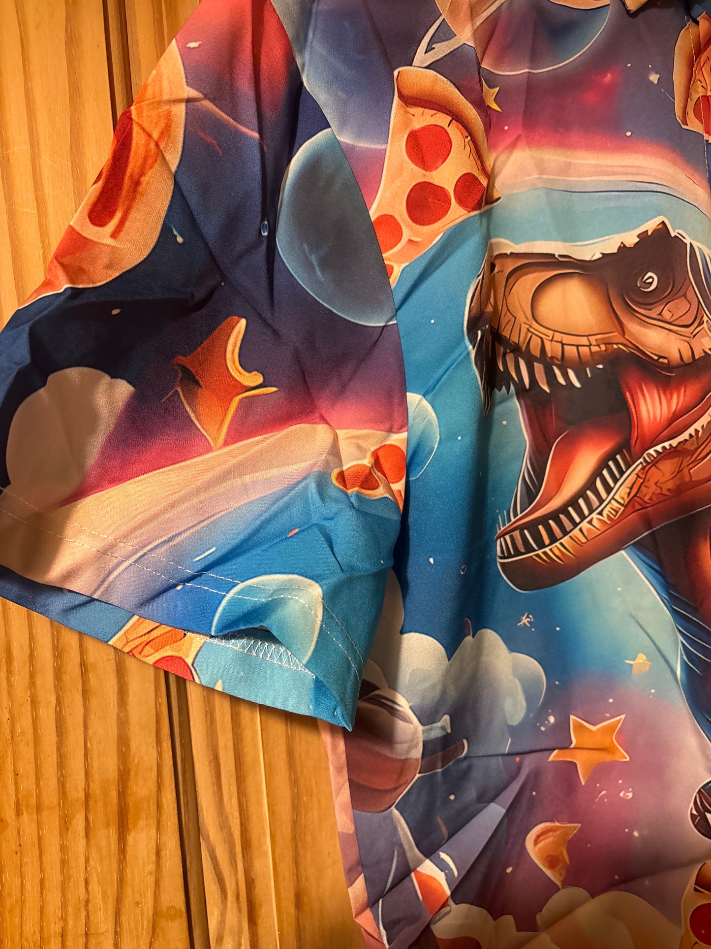 A t-Rex and a cat crossed the road shite Hawaiian Shirt