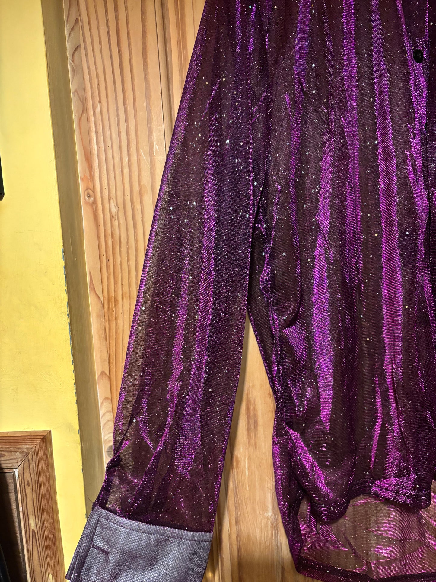 Purple party sequin see through shite original party Shirt
