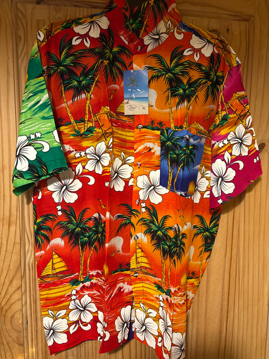 XL Palm Tree multicoloured Hawaiian floral Shirt