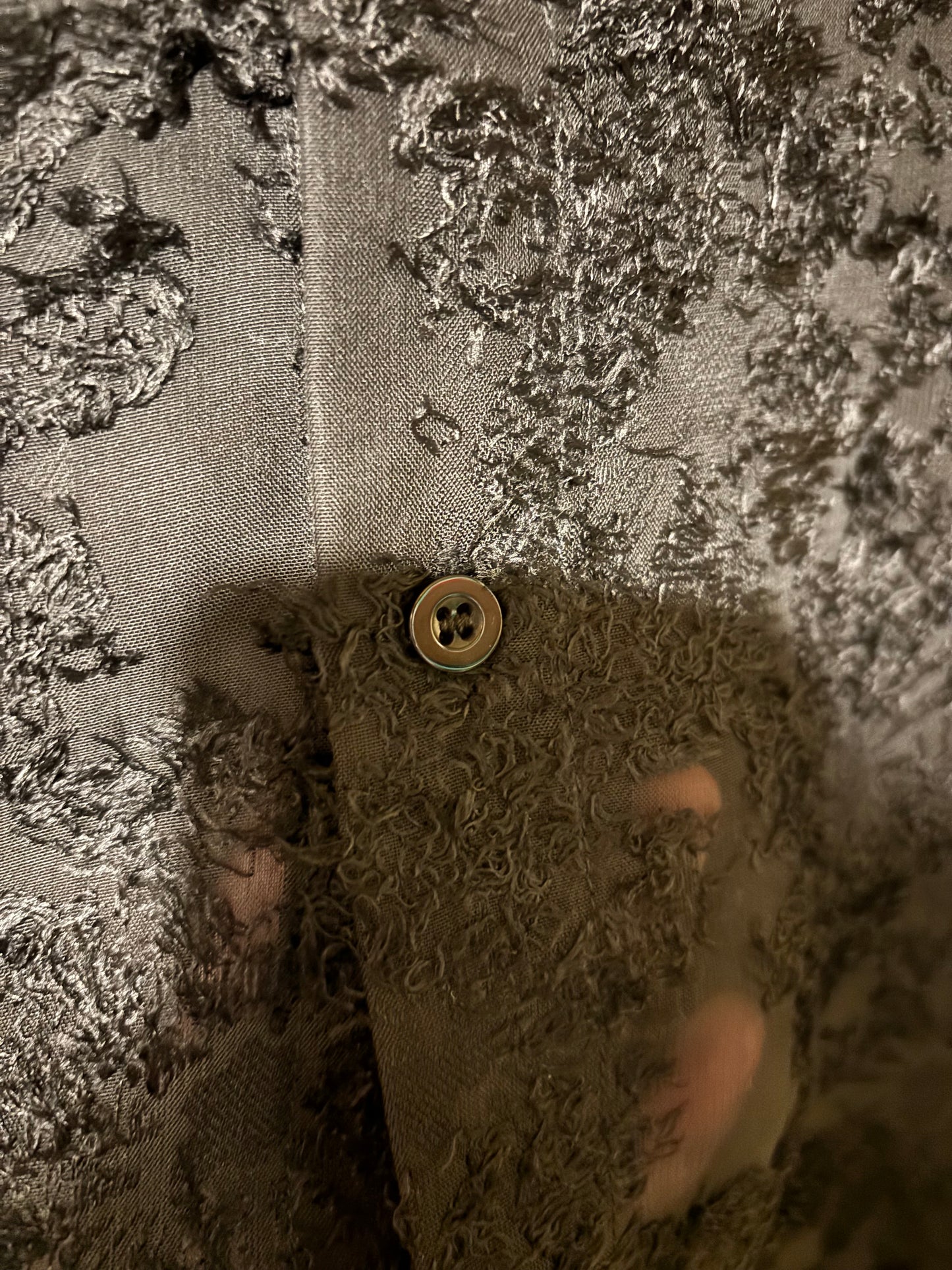 Black semi transparent feathery shite original party Shirt 2XL