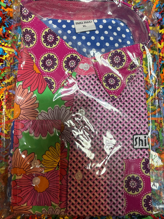 Shite Shirts stag do party Shirt size XL hippy  floral shirt 70s Design 6