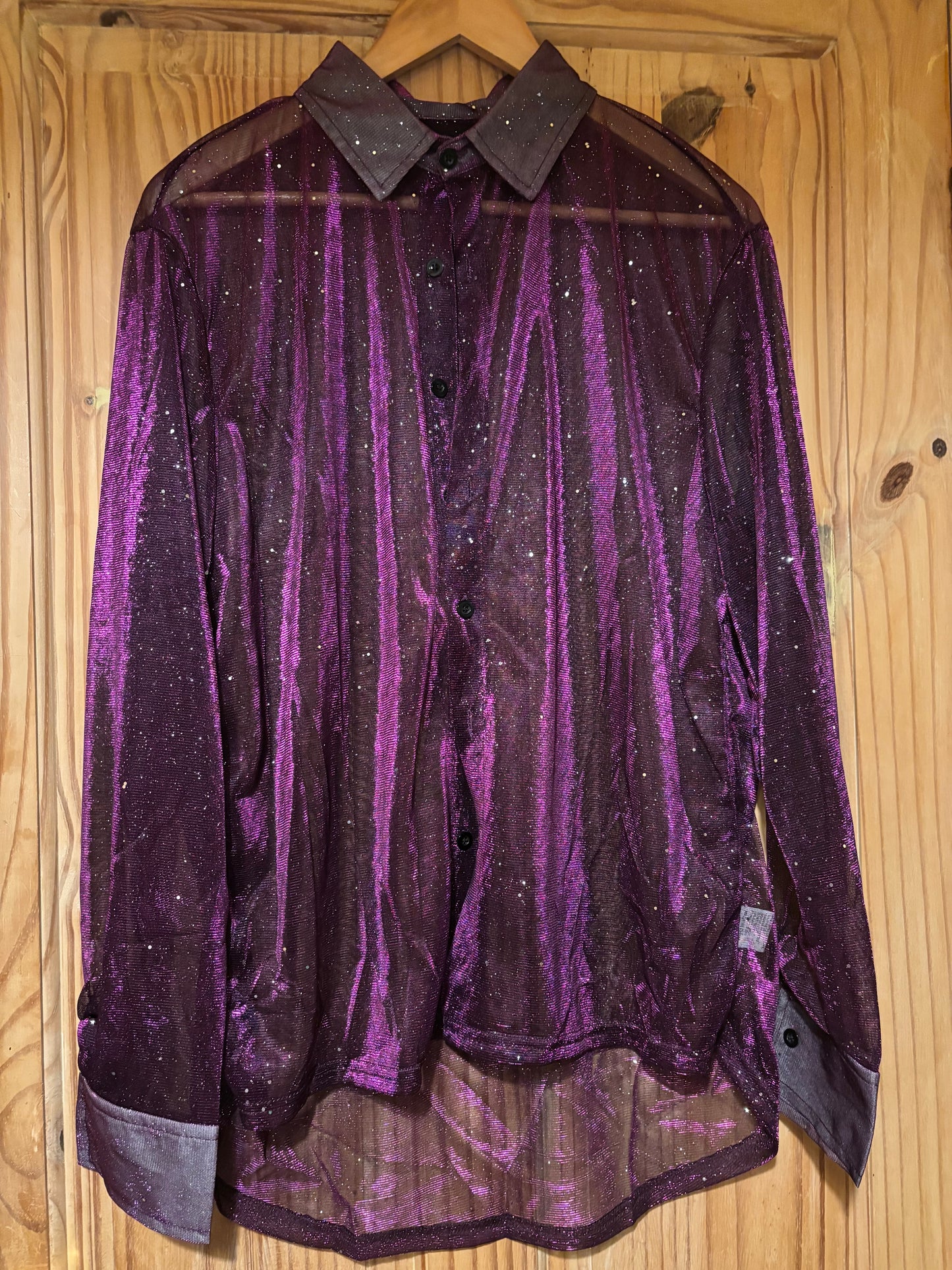 Purple party sequin see through shite original party Shirt