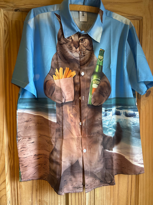 No mice at the beach so beer and chips will do Hawaiian Shirt