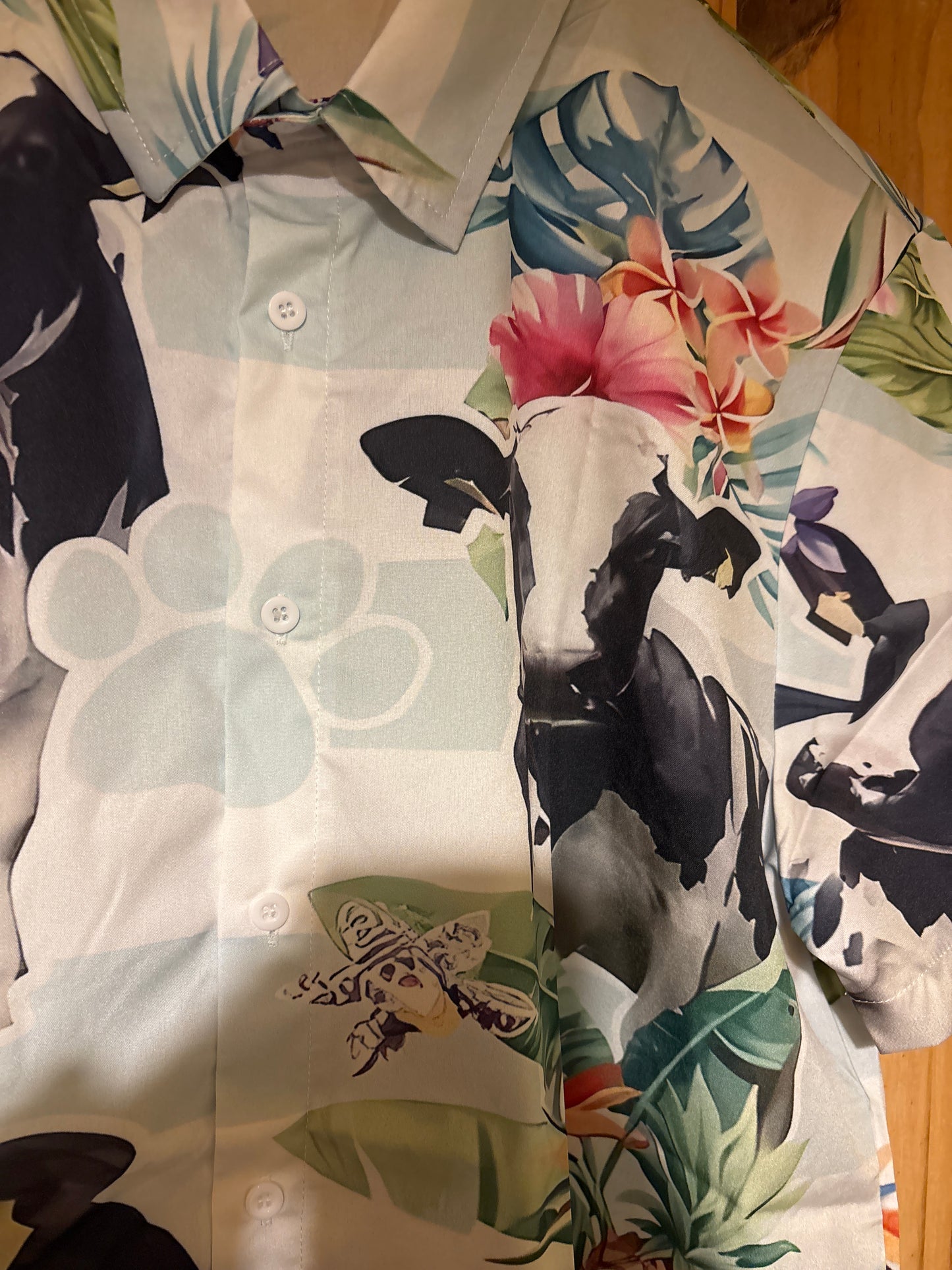 Chemise hawaïenne « Vache folle psychédélique »