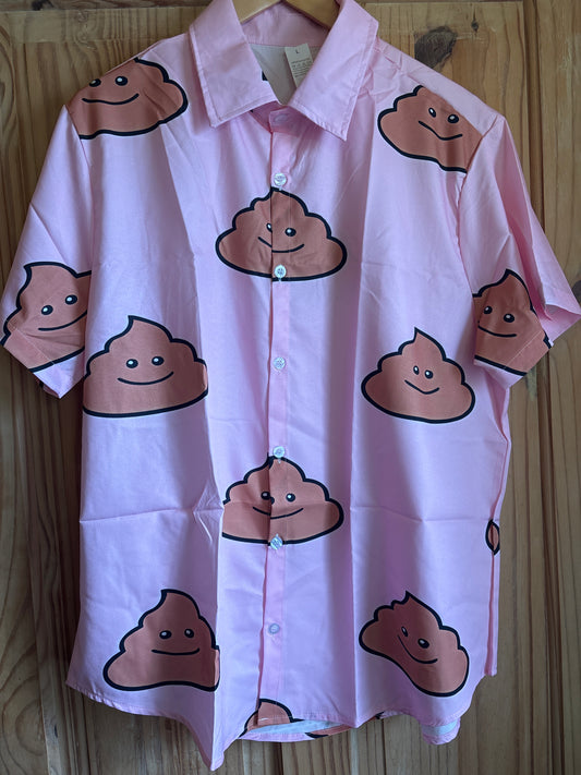 The classic pink emoji poo shite Hawaiian Shirt