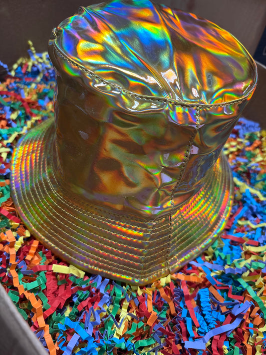 Gold Holographic PVC Sun shite shirt Bucket Hat