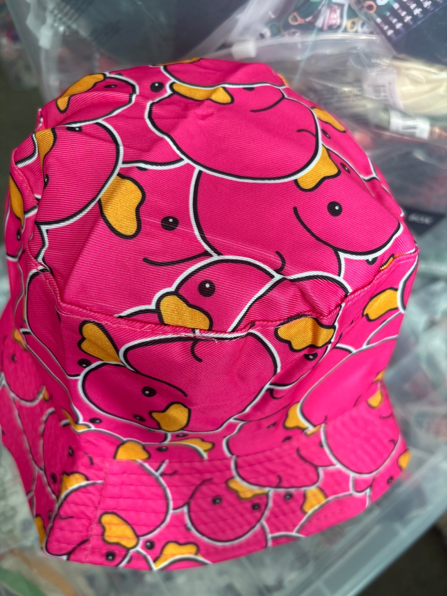 Fluorescent pink duck shit retro Bucket Hat