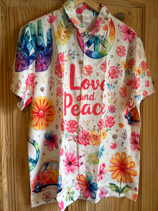 Love and peace hippy 70s shit Hawaiian Shirt