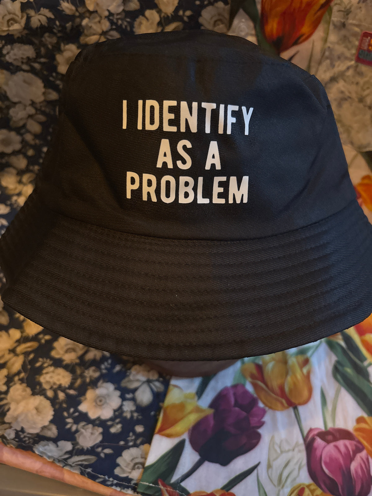 I identify as a problem shit retro Bucket Hat