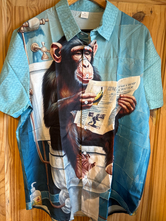 Chimp on the shitta Hawaiian shite Shirt 2XL