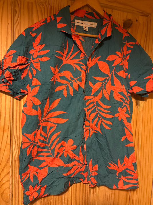 Pre Worn medium old navy Hawaiian shirt the classic tan highlighter