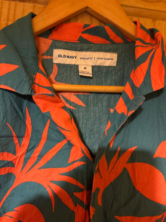 Pre Worn medium old navy Hawaiian shirt the classic tan highlighter