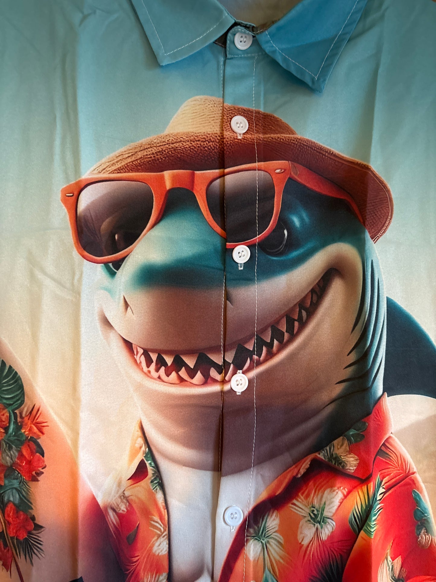 Ever seen a shark with a 6 Pack? shite Hawaiian Shirt