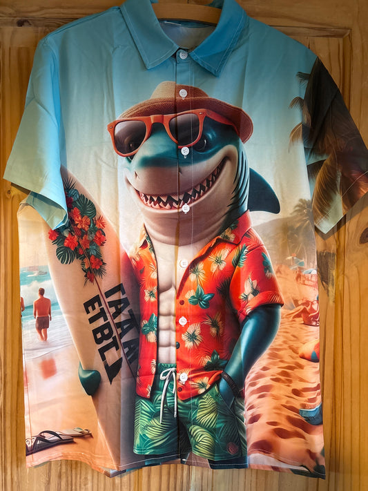 Ever seen a shark with a 6 Pack? shite Hawaiian Shirt