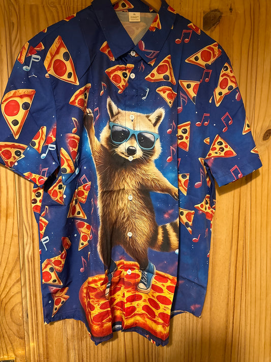 Raccoons birthday party Hawaiian shit Shirt XL