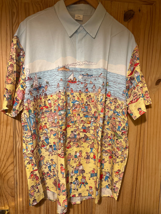 Where’s wally day at the beach Hawaiian shite Shirt 2XL