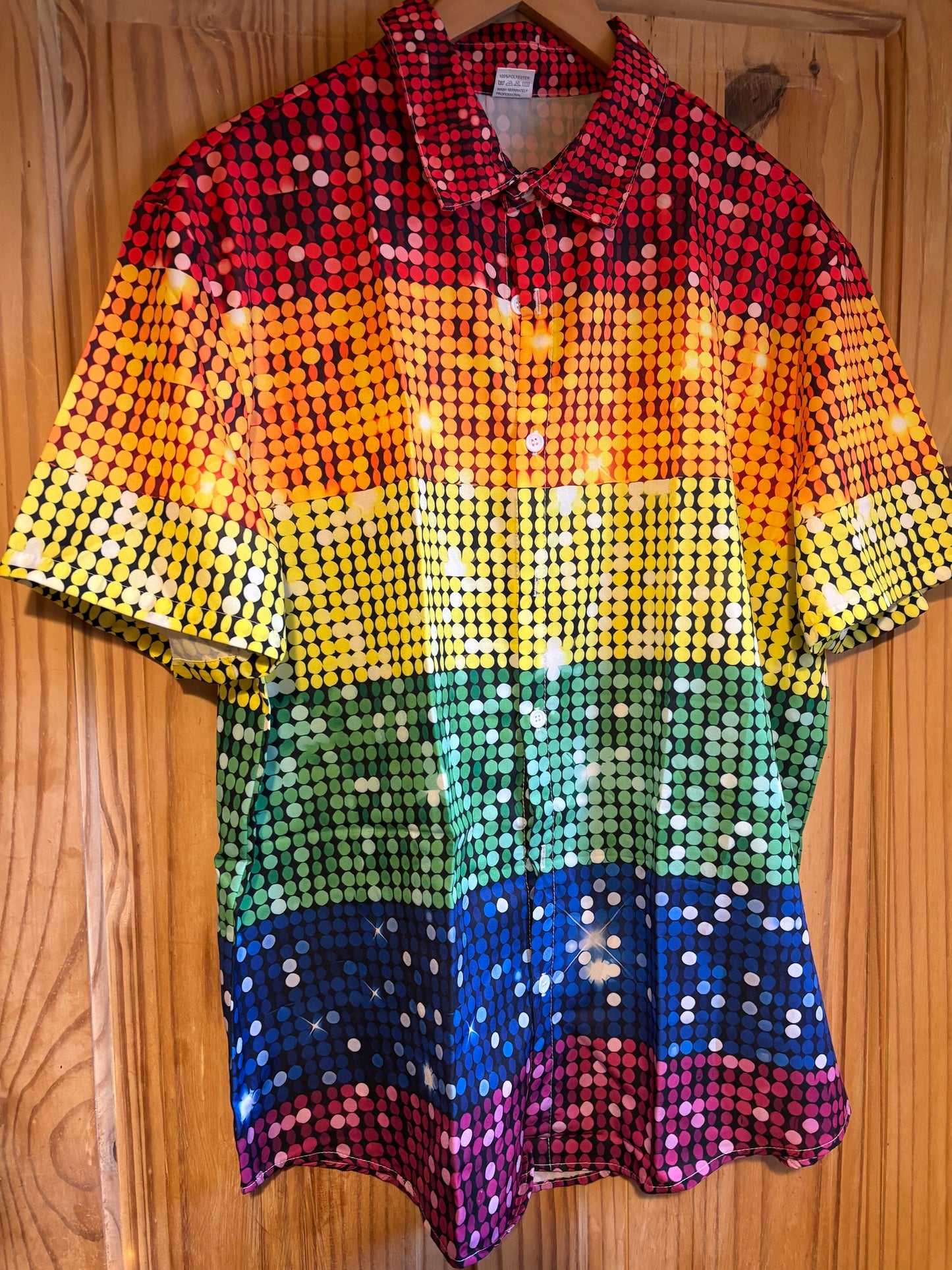 The rainbow disco ball shite Hawaiian Shirt XL