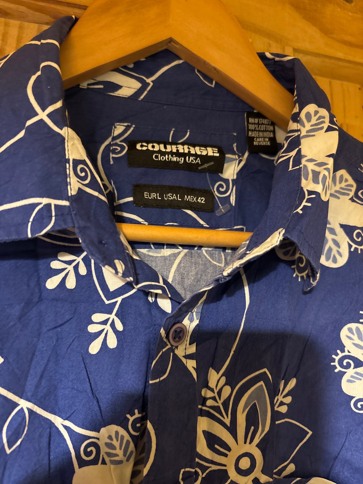 Pre Worn large courage USA Hawaiian shirt the blue cactus
