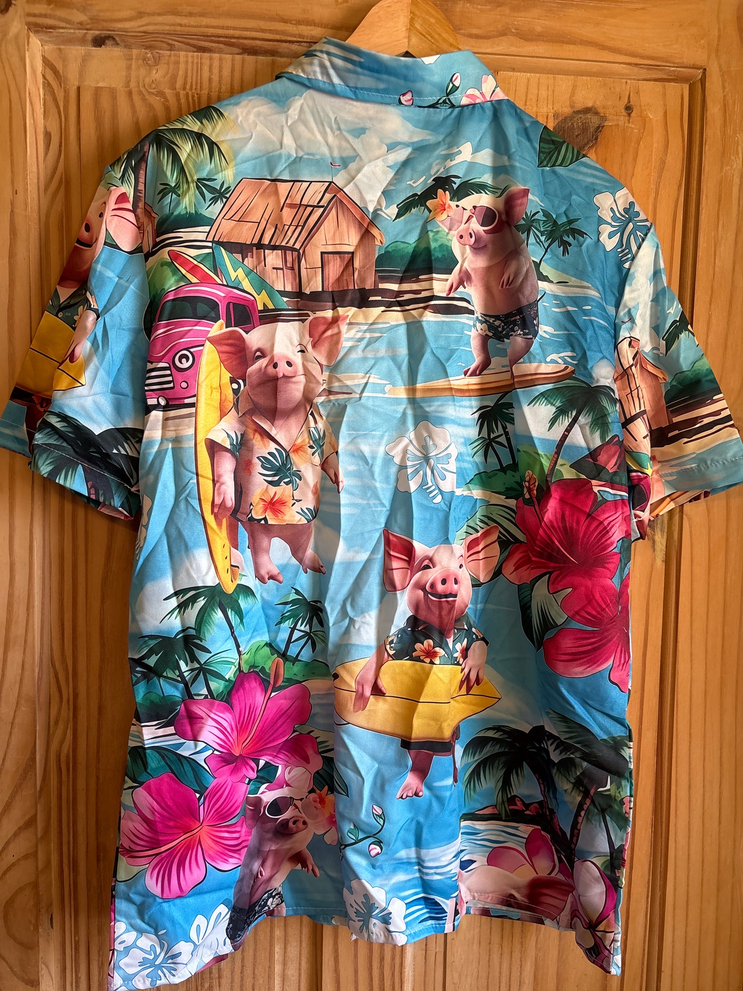 Babe pig in city holiday edition Shite Hawaiian Shirt