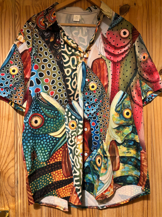 The trout sniffer shite Hawaiian Shirt Large