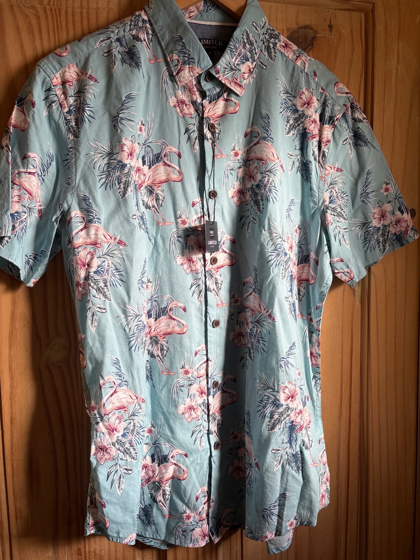 Men’s Branded M&S posh boy flamingo Floral Shirt Small