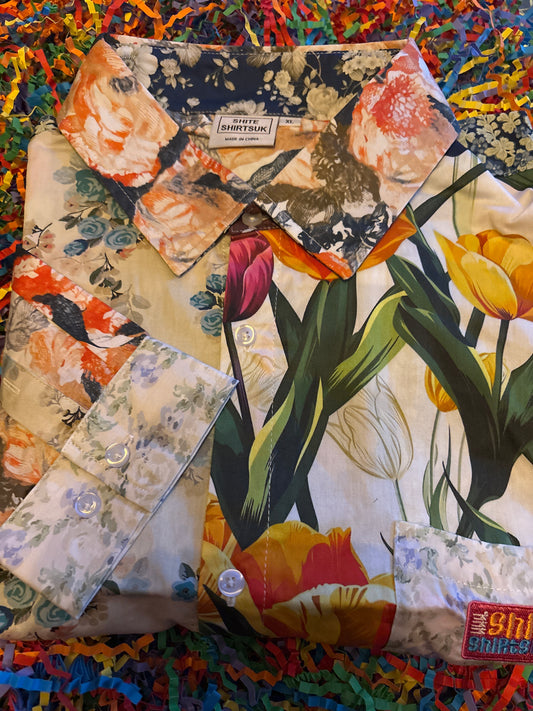 Shite Shirts stag do party Shirt size XL the curtains floral shirt 70s Design