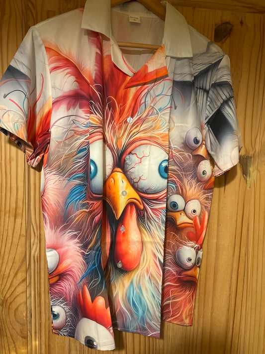 The crazy bird shit shirt shite Hawaiian Shirt XL