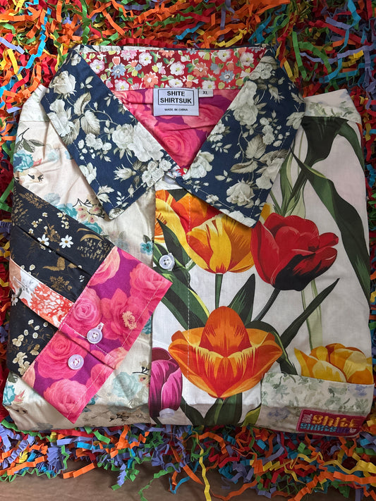 Shite Shirts stag do party Shirt size XL hippy  floral shirt 70s Design