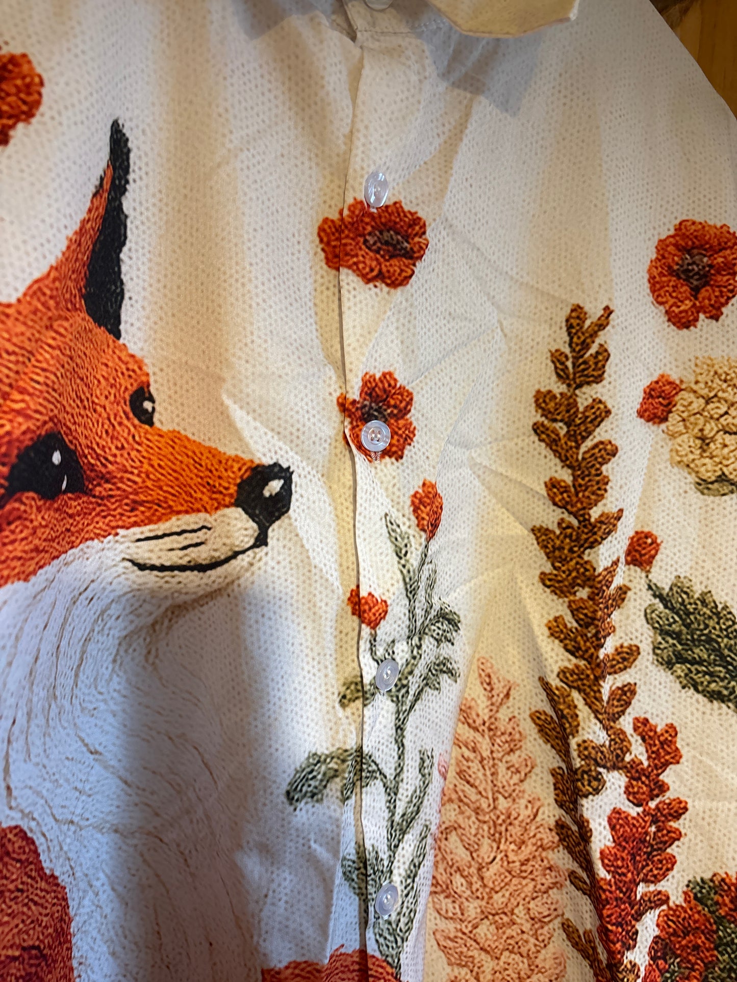 The crochet 3D Fox shite Hawaiian Shirt