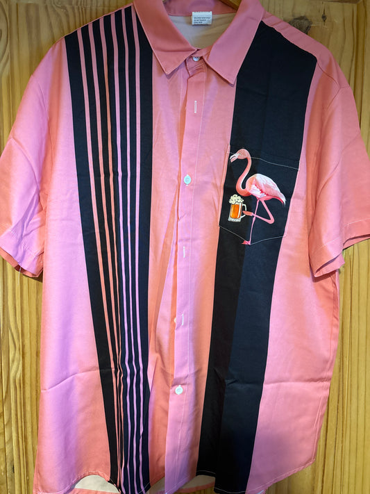Flamingo with a pint Hawaiian Shirt XL