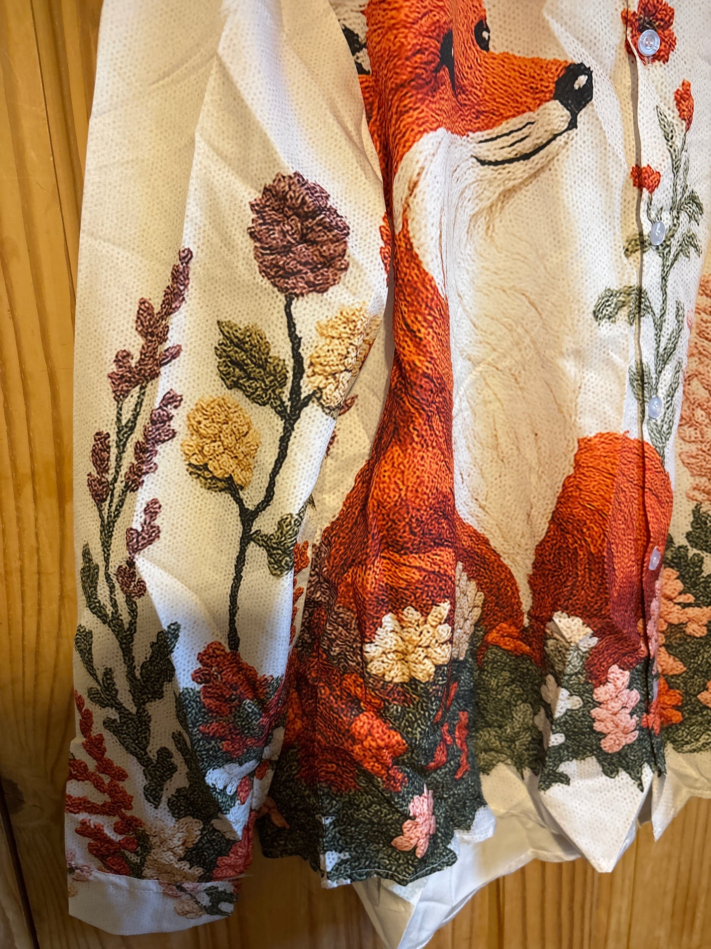 The crochet 3D Fox shite Hawaiian Shirt