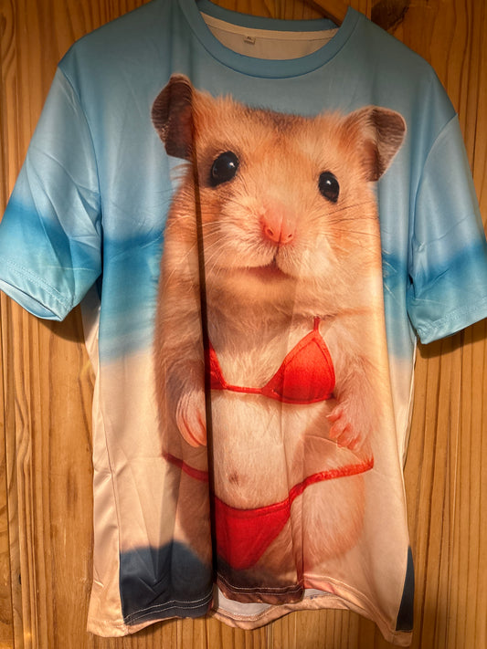 Hamster at the beach shite t-Shirt large