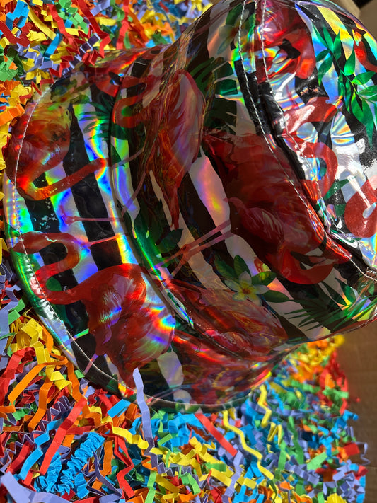 Flamingo foil PVC Sun shite shirt Bucket Hat