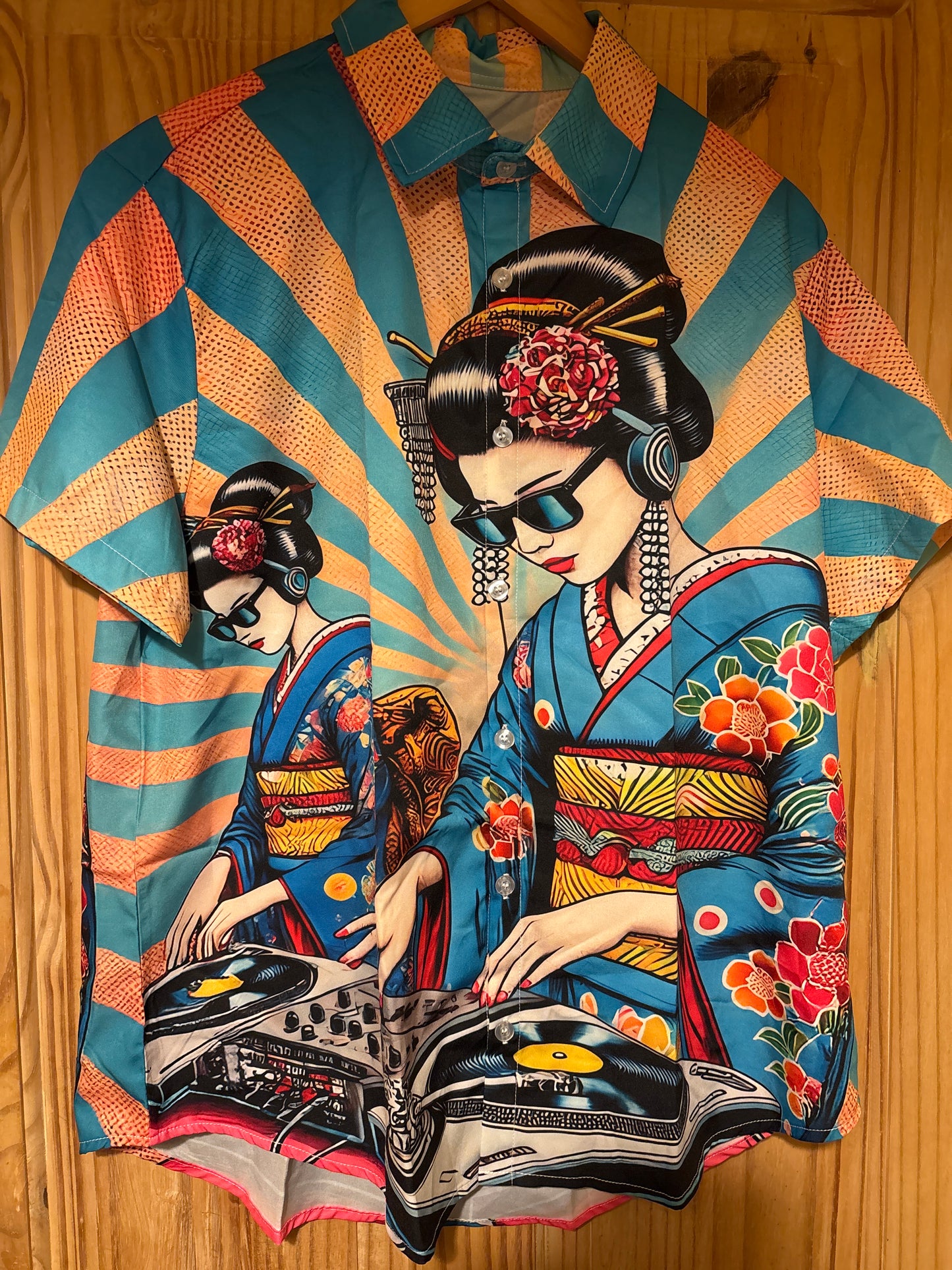 Spinning the decks dj shit Hawaiian Shirt large