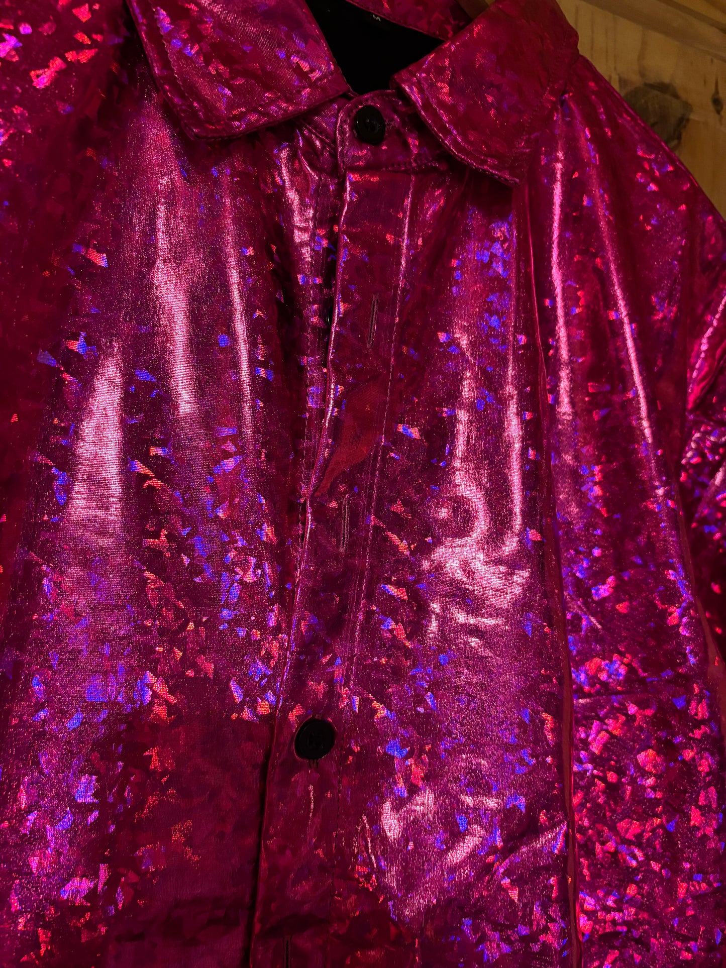 The pink bomber pvc shiny shite original party Shirt medium