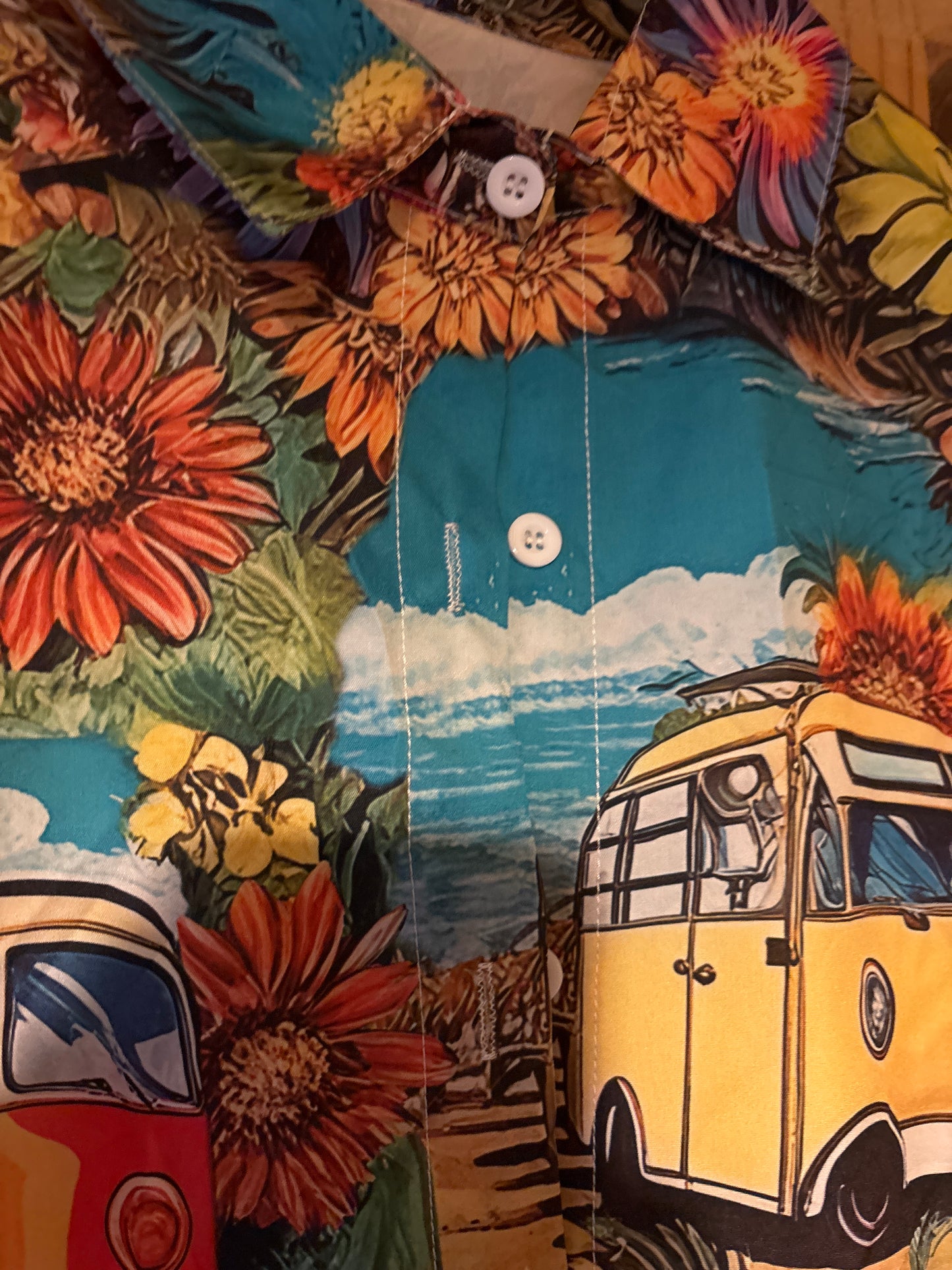 Hé, mon frère, la camionnette aménagée, c'est génial, la chemise hawaïenne est nulle.